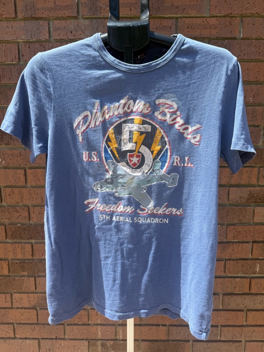 VTG Polo Ralph Lauren Phantom Birds Graphic T Shirt Blue Single Stitch Medium